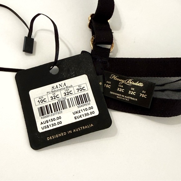 HONEY BIRDETTE SANA BLACK GOLD CIRCLE HANGING CHAIN PUSH-UP BALCONETTE BRA - Picture 10 of 10